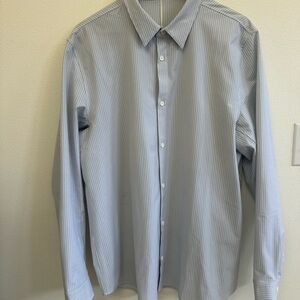 Men's LULULEMON Light Blue Pinstripe Dress Shirt XL
